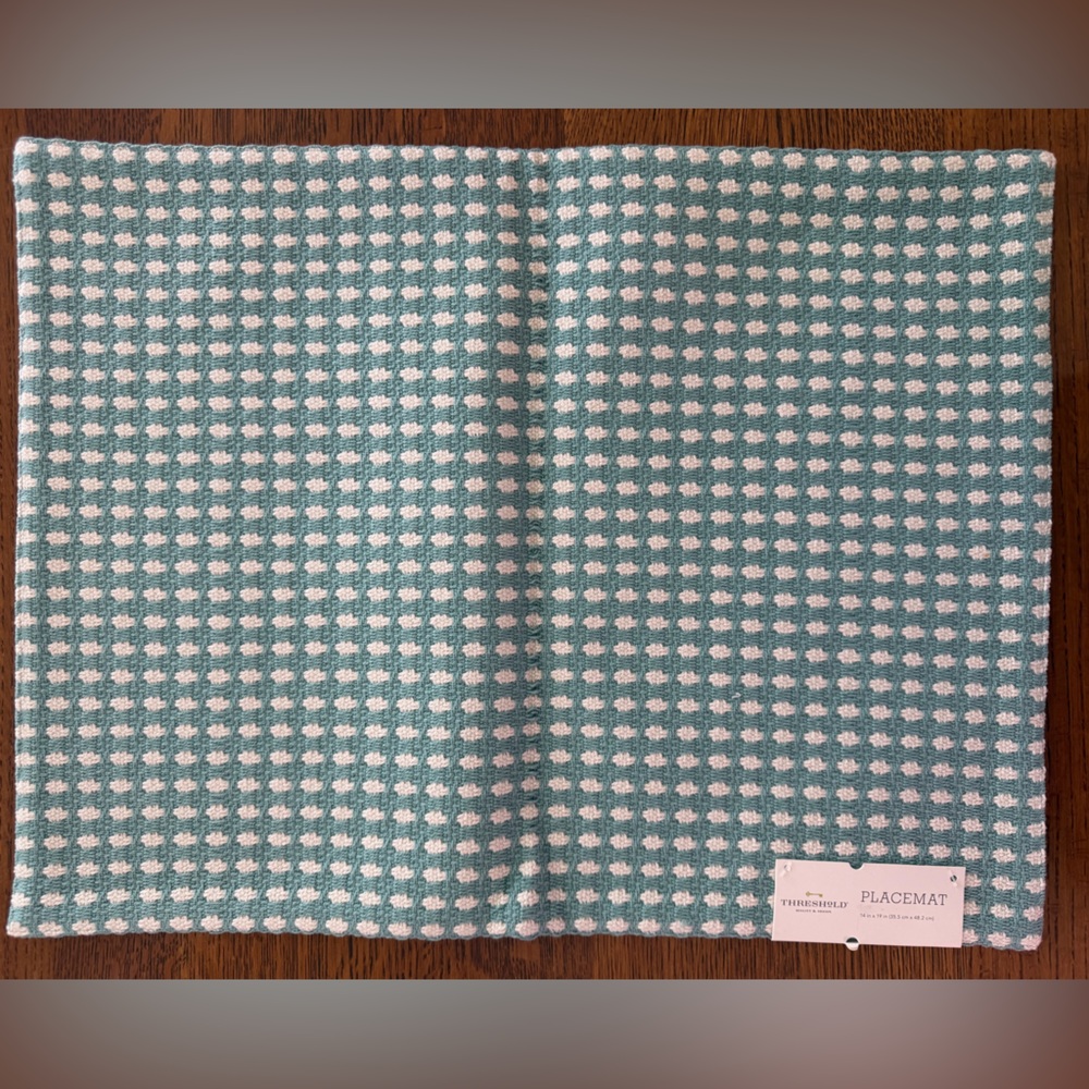 Threshold Aqua and White Textured Placemat
